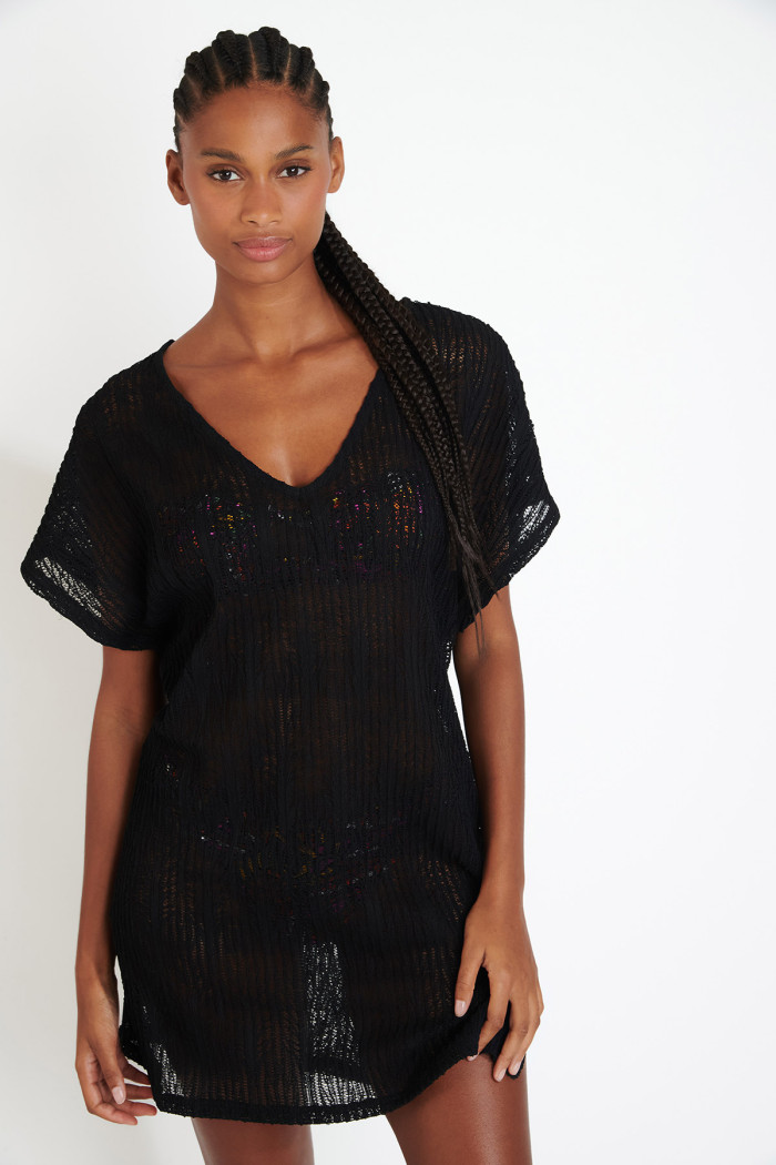 ZINIA BEACHSOUL black openwork beach dress