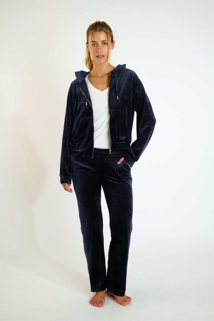 ADRIAN SEASHINE Blue Velvet Jogging Pants