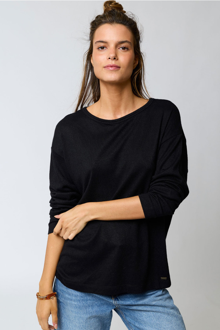 EDMONTON AILYS black flowy long-sleeve T-shirt