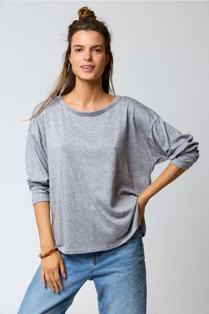 EDMONTON AILYS grey flowy long-sleeve T-shirt
