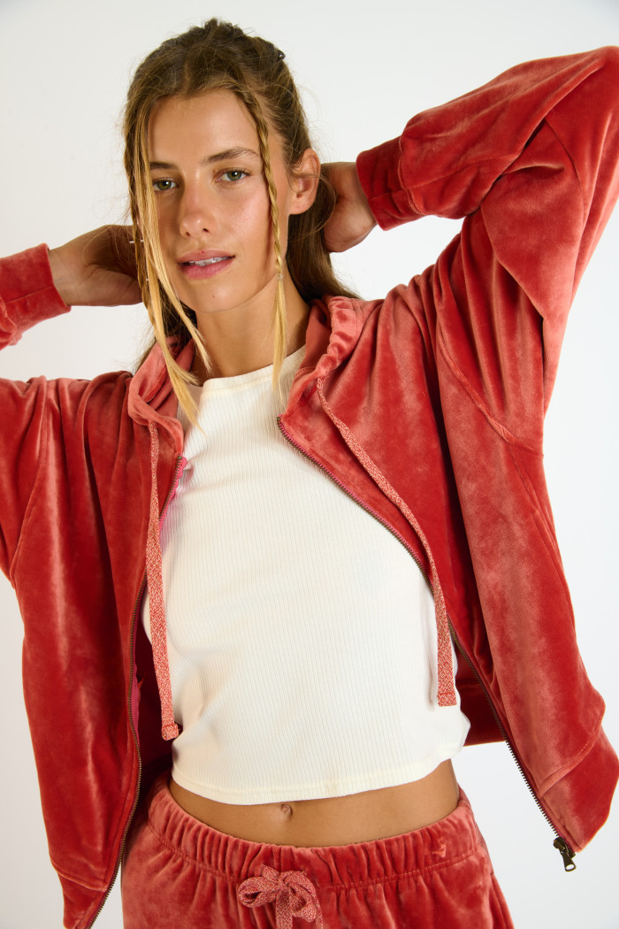 IVY SEACHIC Salmon Pink Velvet Jacket