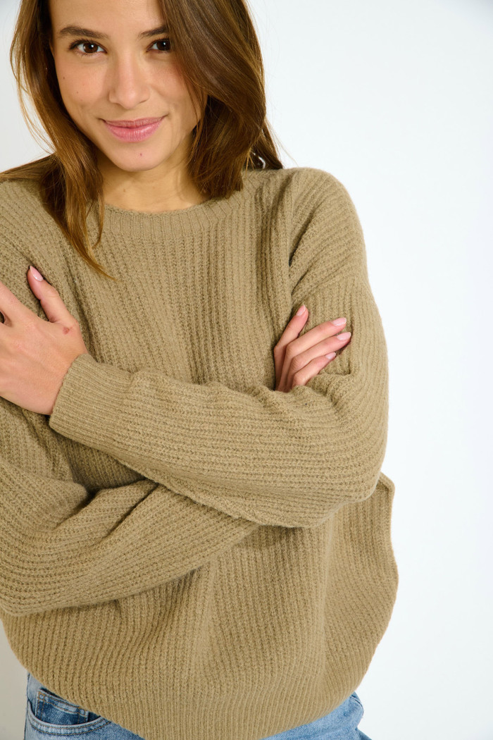 STACY ITHACA Taupe Oversized Sweater
