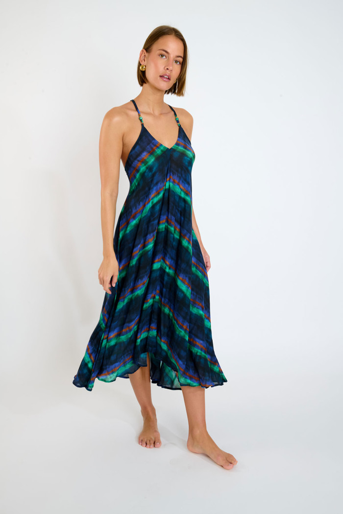 AHONA LUNAVOIL blue mid cover-up flowy dress