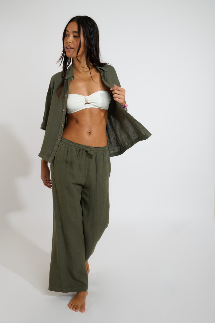 Pantalón de lino kaki ALIOCHA ARACENA