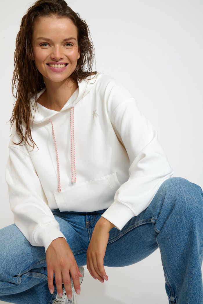Sweat à capuche pour femme blanc JEXA BAYJOY