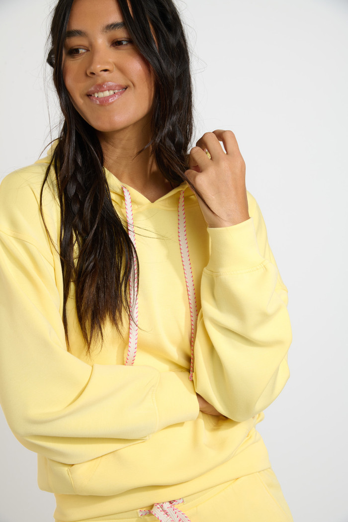 Sudadera con capucha amarillo paja para mujer JEXA BAYJOY