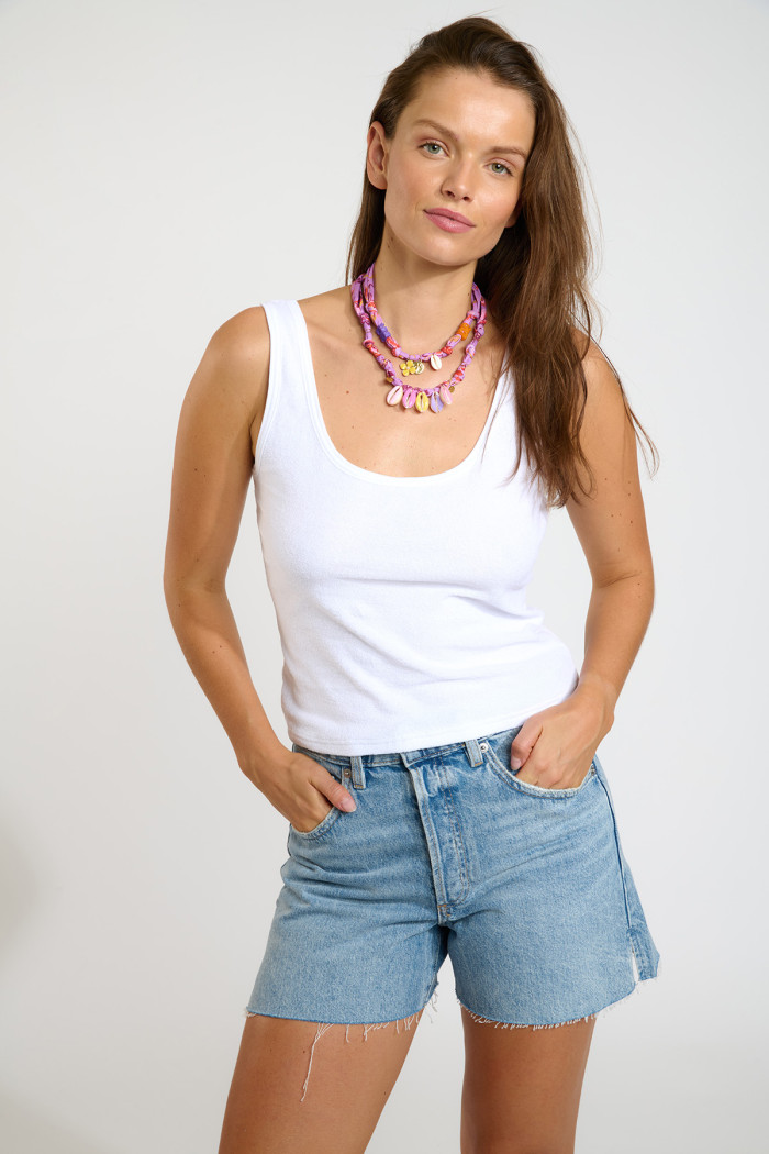 Camiseta sin mangas blanca de rizo JUSCOS SEASPONGE