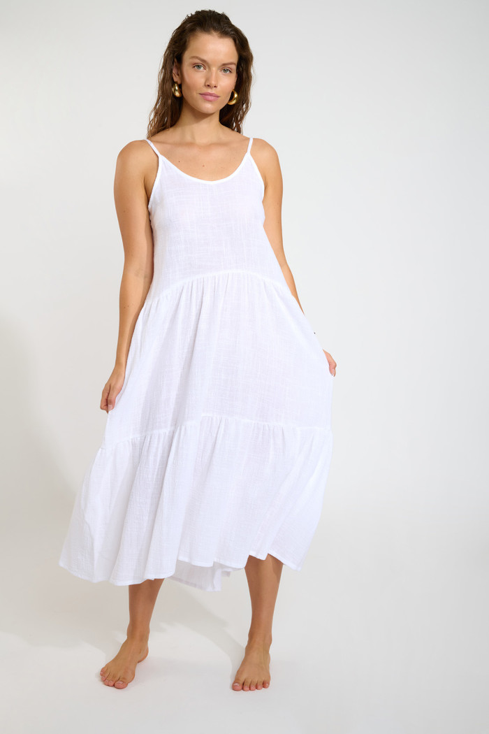 Vestido largo blanco de algodón LAGUNA CAMERON