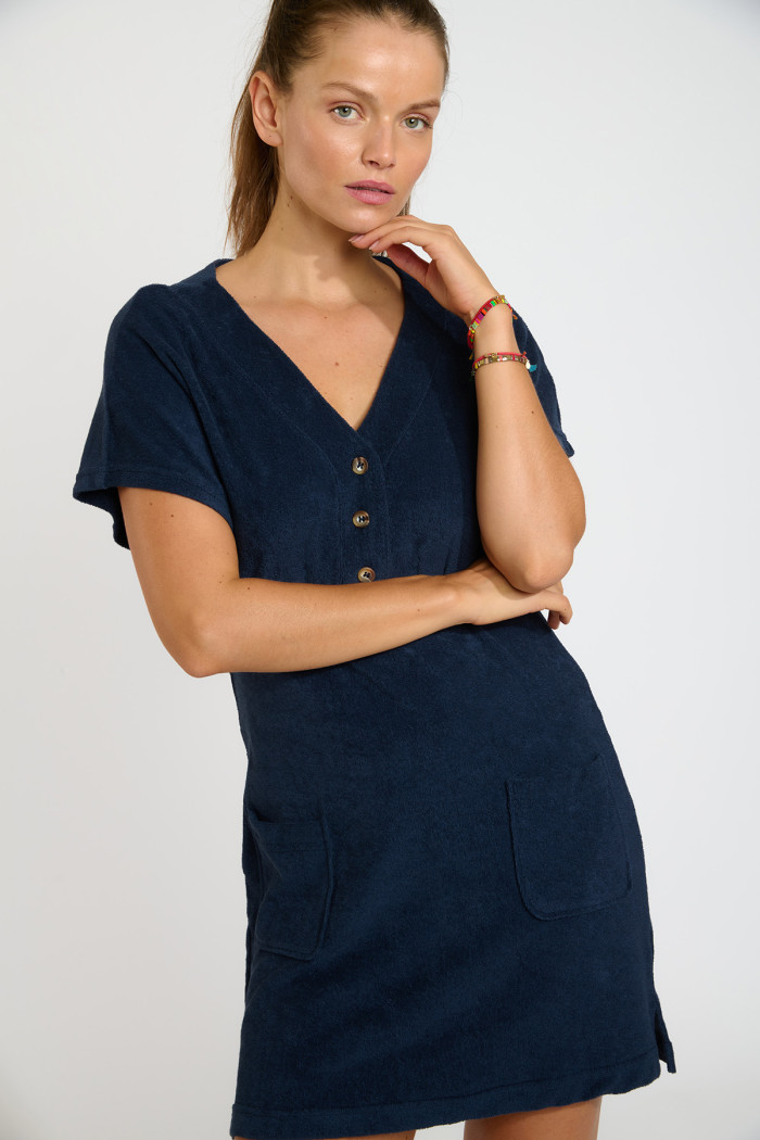 Vestido de toalla azul marino LILA SEASPONGE