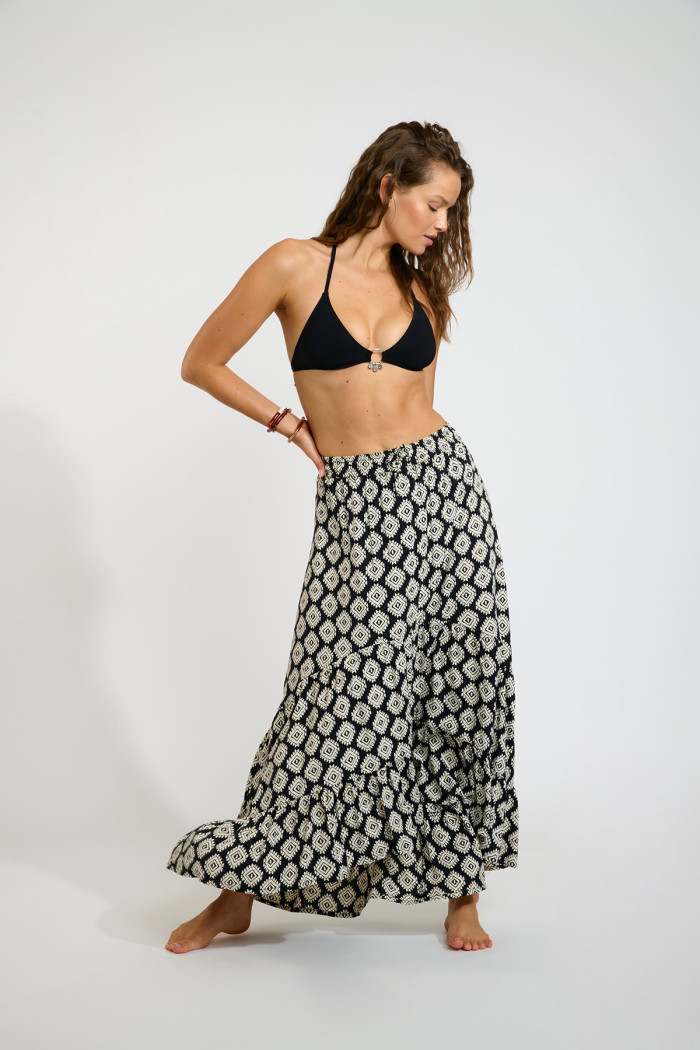 LOLLY SARONG long black ruffled skirt