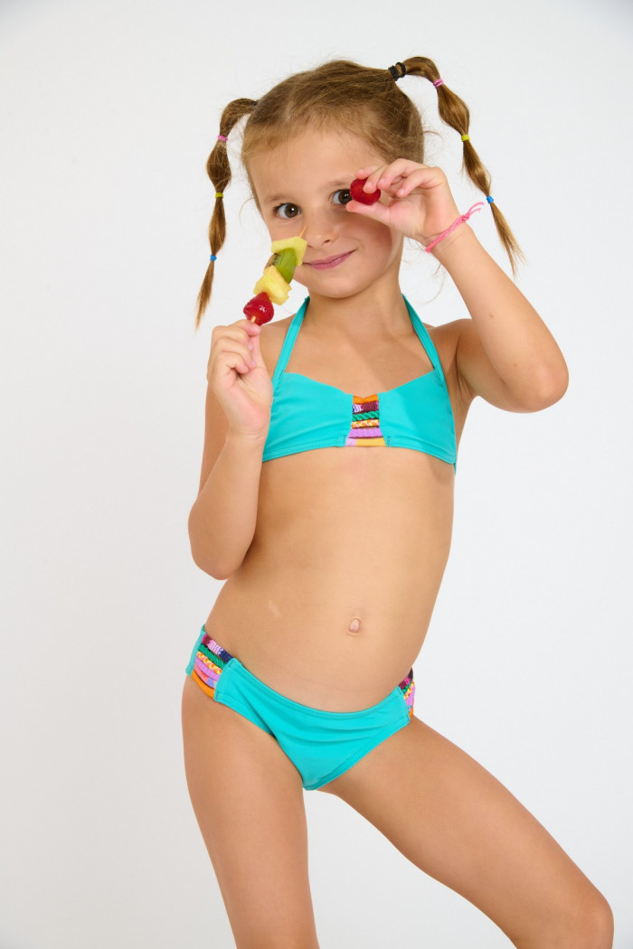 Bikini bandeau turquesa para niña M ARLO SPRING