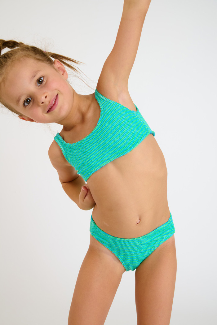 Bikini a rayas turquesa para niña M CARTOON BEACHBOP
