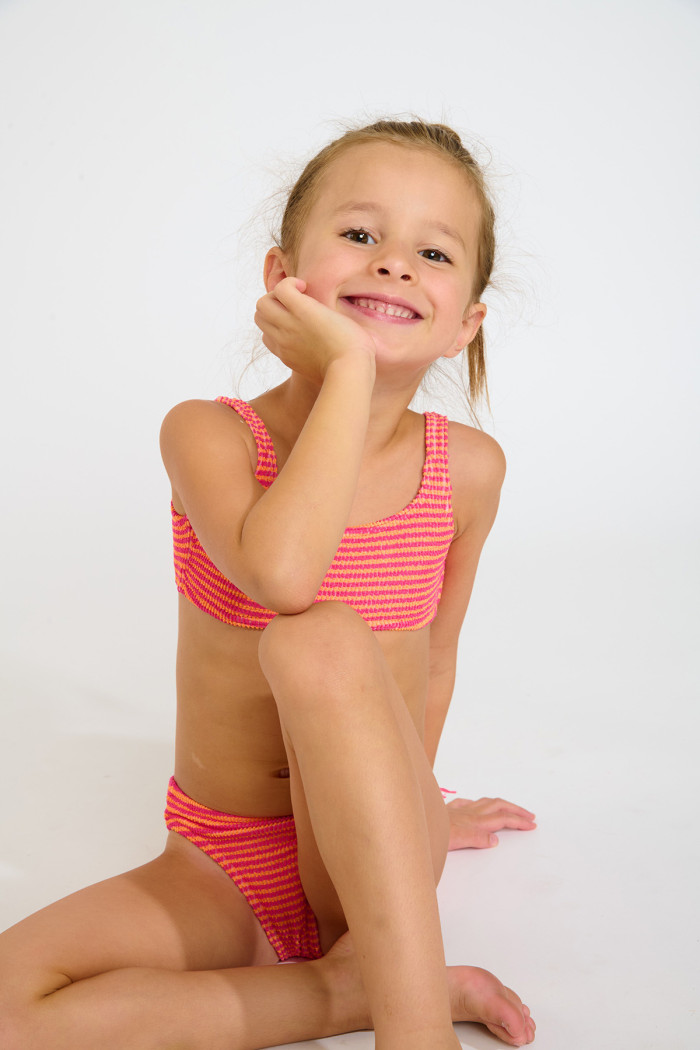 Bikini a rayas fucsia para niña M CARTOON BEACHBOP