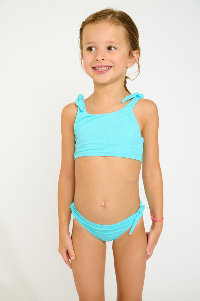 M PEANUTS SPARKLESUN turquoise two-piece swimsuit for girls