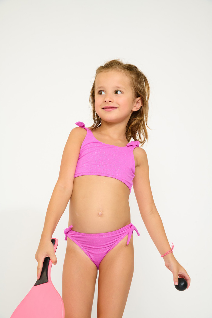 M PEANUTS SPARKLESUN fuchsia two-piece swimsuit for girls