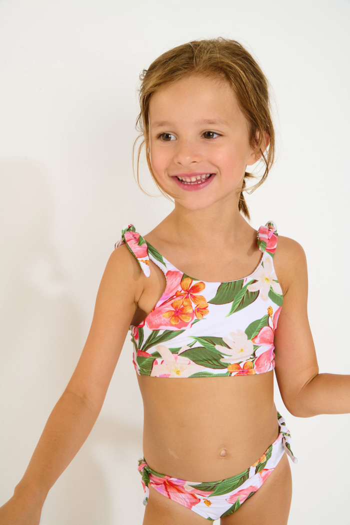 M PEANUTS TAHITI tropical print two-pice swimsuit for girls