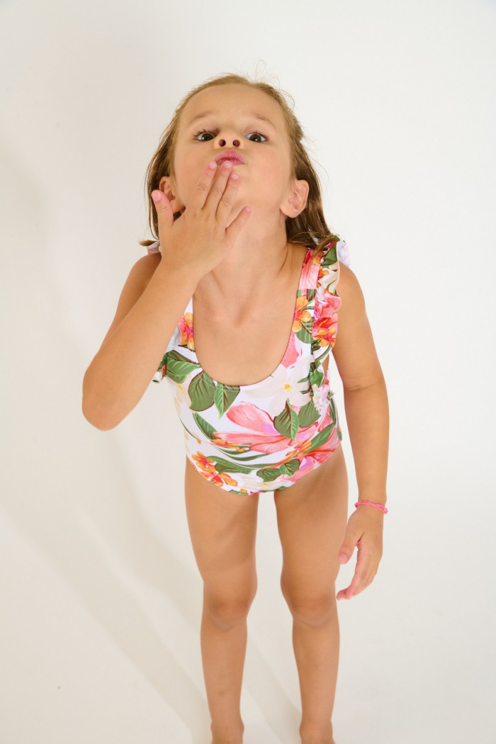 M TUNES TAHITI tropical print one-piece swimsuit for girls