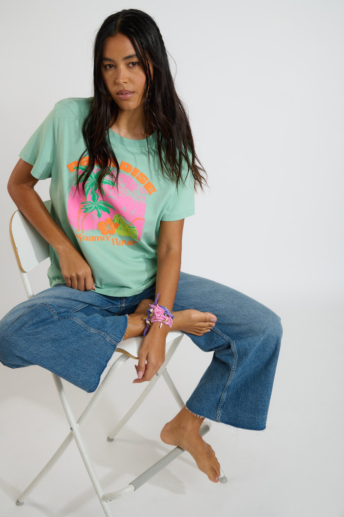 Camiseta amplia azul cielo con estampado PARAJA BAYLIFE