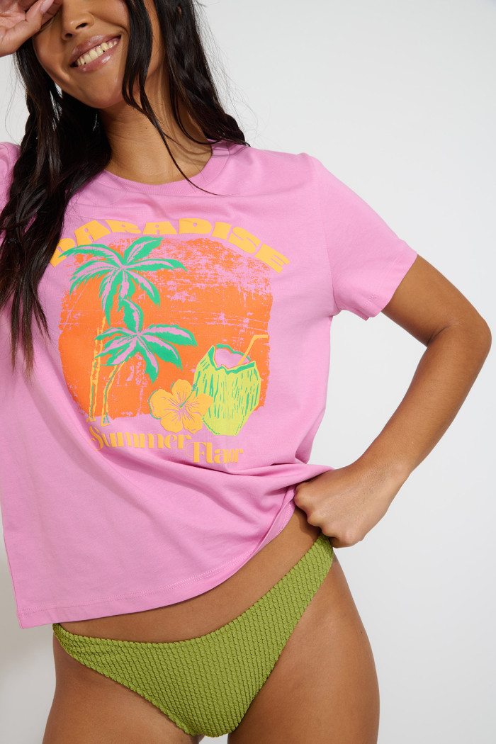 Camiseta amplia rosa con estampado PARAJA BAYLIFE
