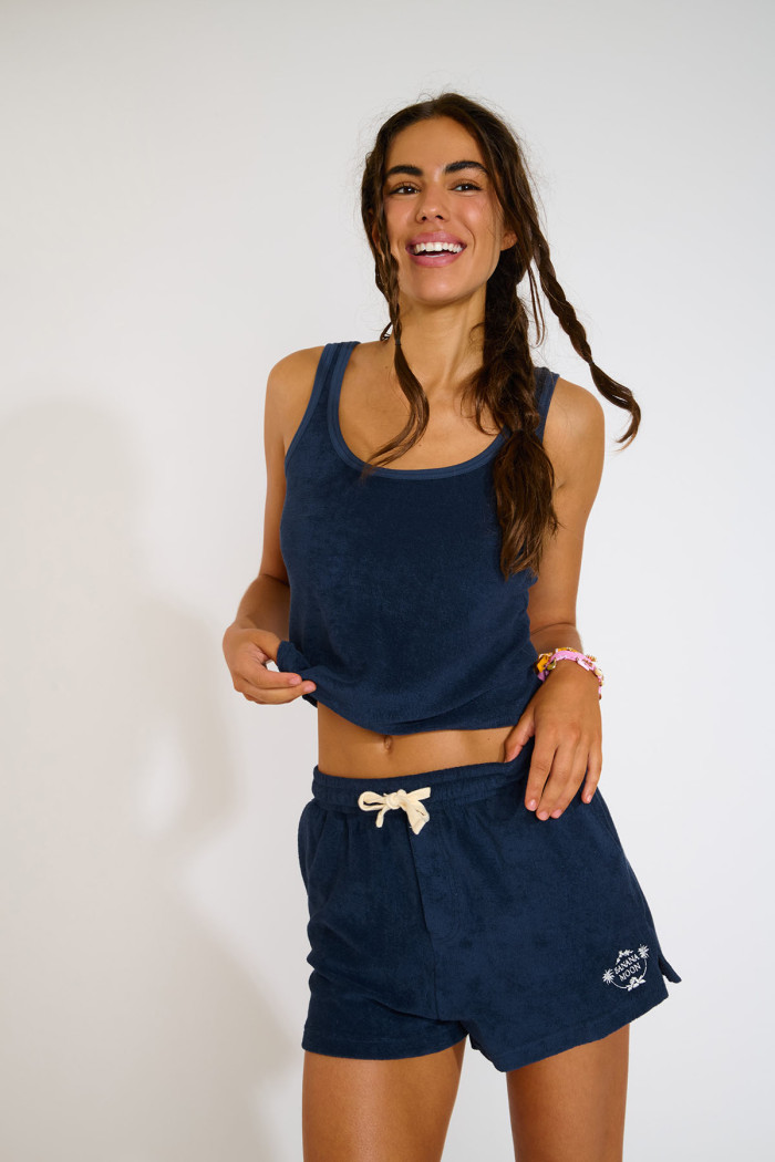Pantalones cortos de toalla azul marino RILEY SEASPONGE