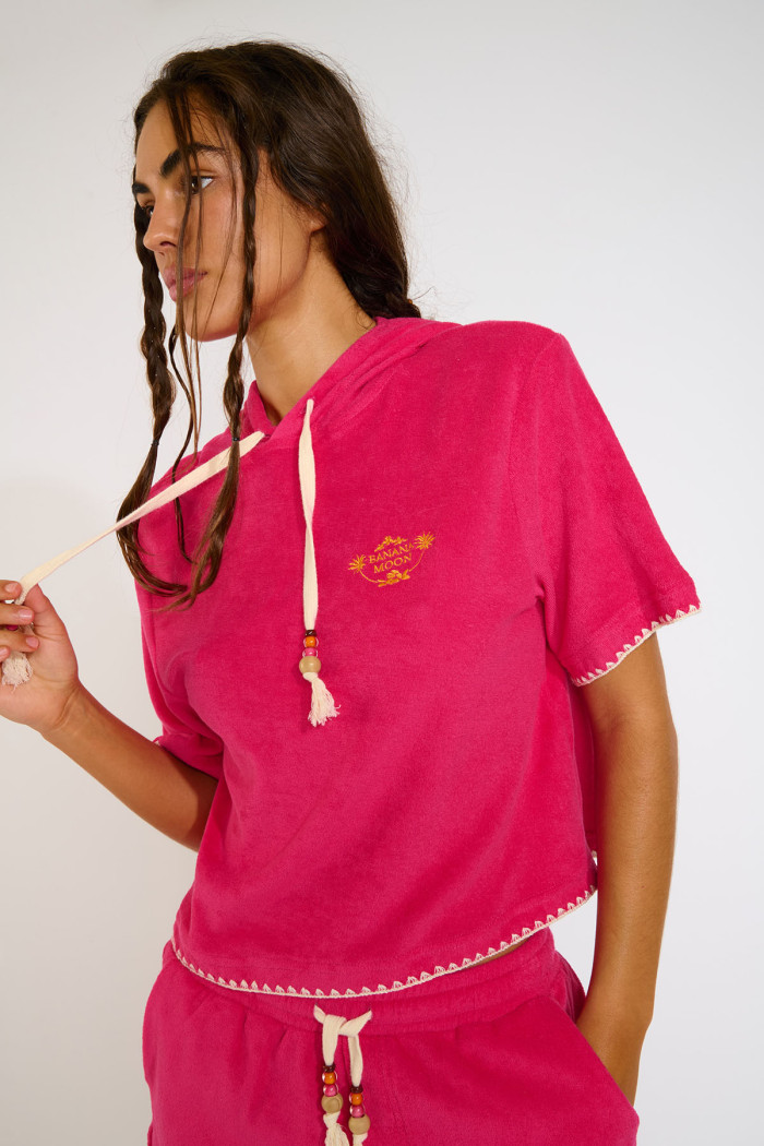 Sudadera con capucha rosa de rizo SEAN PALMSPONGE