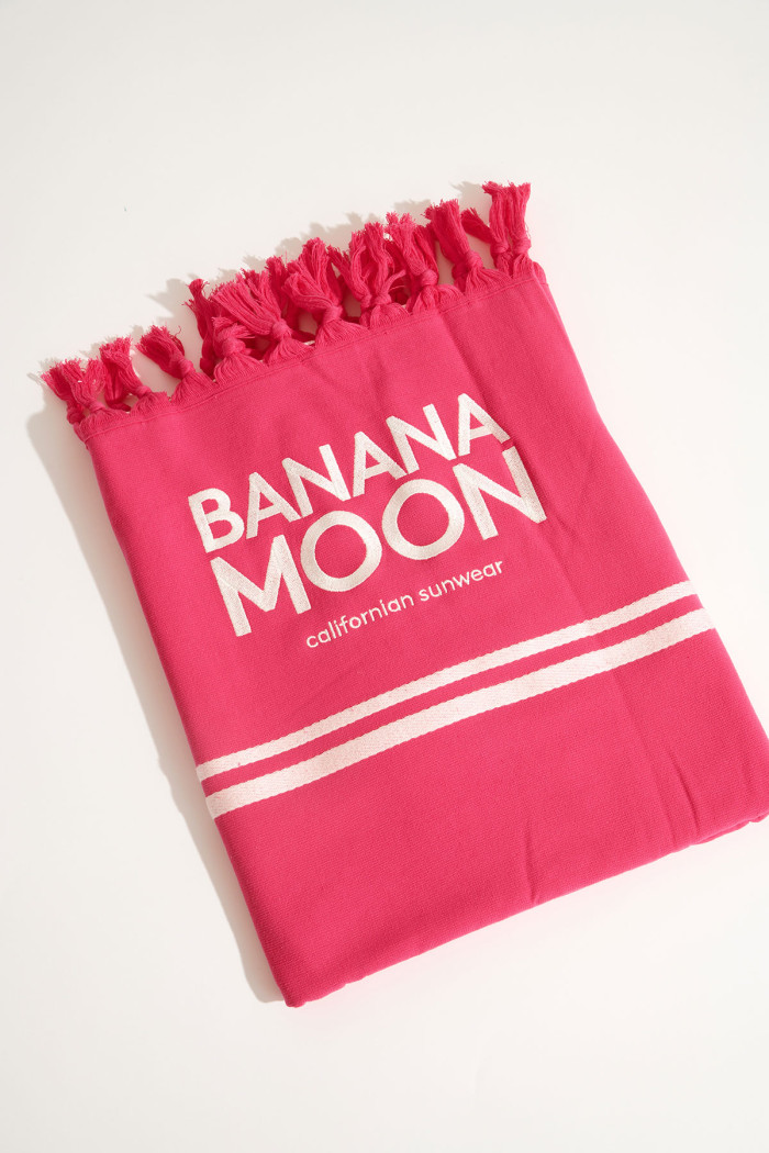 Serviette de plage fushia à rayures Caipa Bubbling
