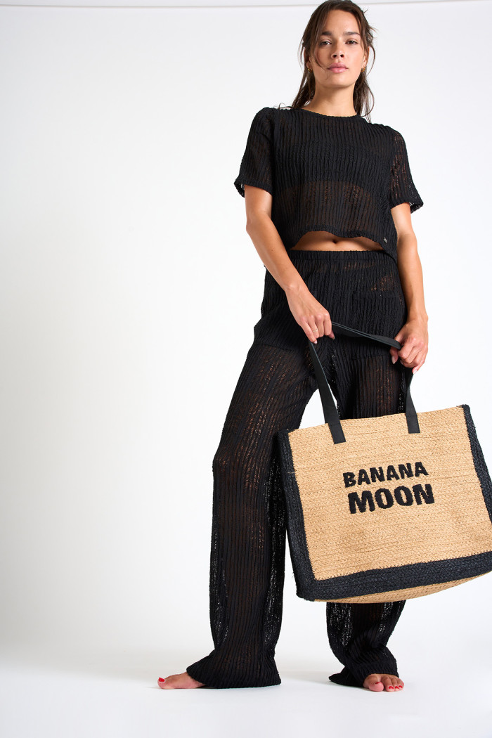 Bolso de rafia negra KARNAK HABRA