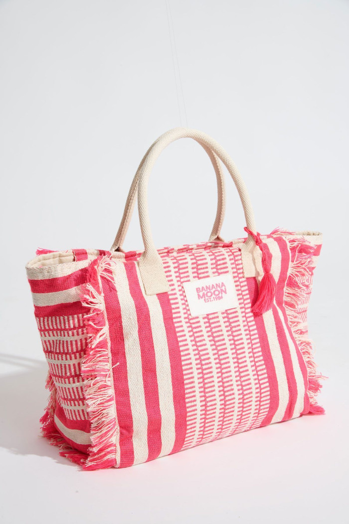 Gran bolso de tote con patrón en blanco y rosa ZAMORA HIOUCHI