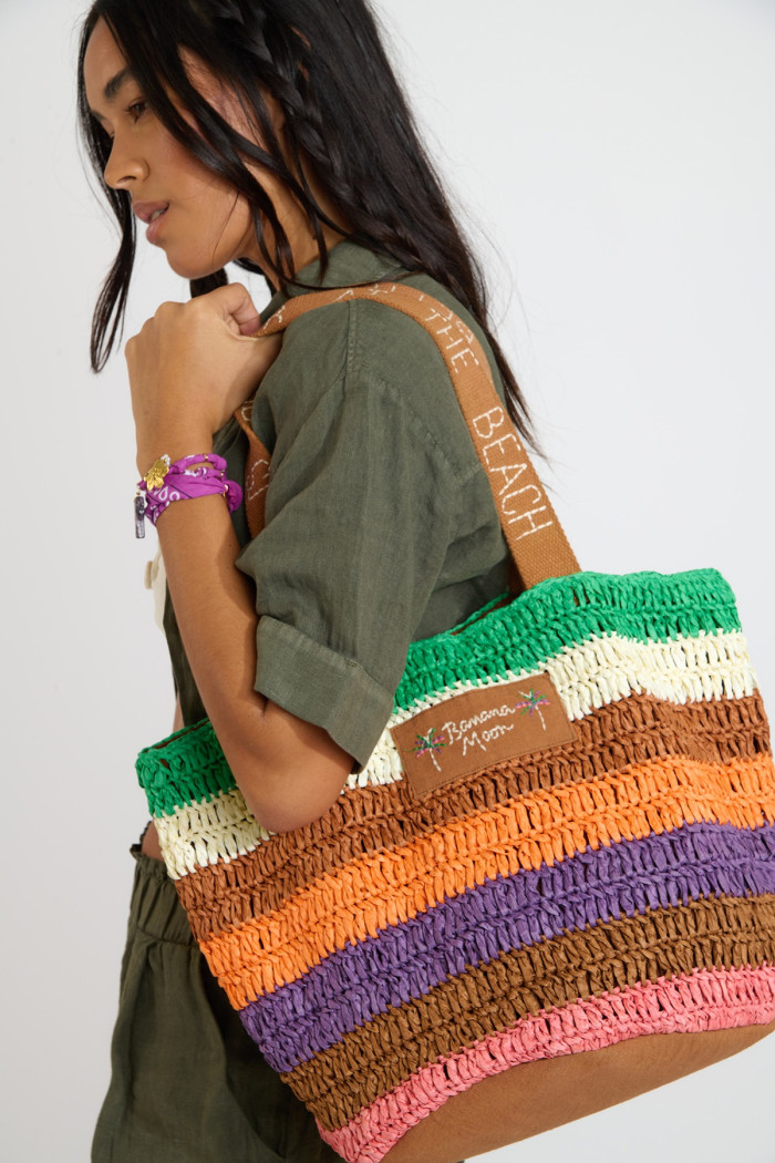 Bolso capazo de rafia a rayas ACHILLE MACKINAW