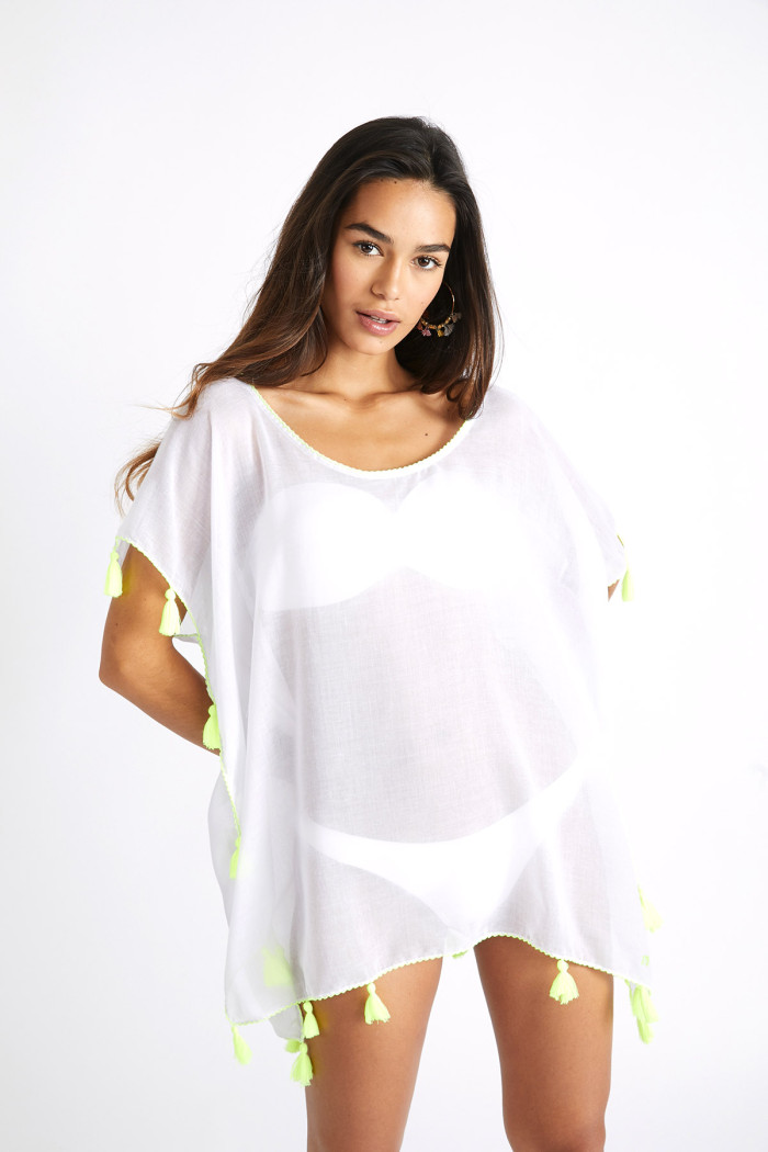 CUMBIA FARFALA White Sheer Beach Tunic