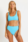JUSTIN & MANHA SCRUNCHY blue crinkled style two-piece swimsuit