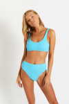 JUSTIN & MANHA SCRUNCHY blue crinkled style two-piece swimsuit