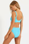 JUSTIN & MANHA SCRUNCHY blue crinkled style two-piece swimsuit