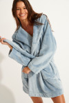 ZARELA PILO fleece blue bathrobe - 1