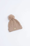 Howson Lemonwood beige gebreide muts met pompom - 2