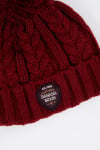 Howson Lemonwood burgundy cable knit beanie with pompom - 2
