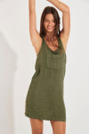 HAWSTON MEDWAY khaki linen dress - 1