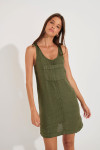 HAWSTON MEDWAY khaki linen dress - 5