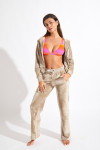 JOSIE SEALAKE ecru velvet trousers