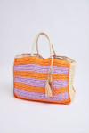 Marcus Lupita Orange and Purple Straw Tote Bag - 11