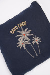 Housse de coussin brodée bleu marine Orama Coco - 2