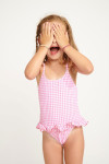 Maillot de bain 1 pièce vichy rose fille M LEAFY RETRO