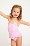 Maillot de bain 1 pièce vichy rose fille M LEAFY RETRO