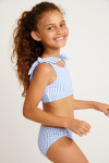 M PEANUTS RETRO girls' sky blue gingham two-piece swimsuit