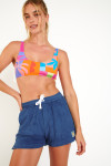Korte broek van dadstof blauwe TAEKA SEASPONGE - 5