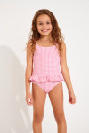Maillot de bain 1 pièce vichy rose fille M LEAFY RETRO