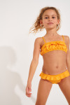 Azalea Mini Tati girls' orange two-piece ensemble with ruffles