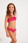 Azalea Mini Tati girls' fuchsia two-piece ensemble with ruffles