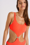Maillot de bain 1 pièce corail à découpes Rolling Scrunchy
