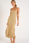 AMIVA GOLDENRIB beige maxi dress